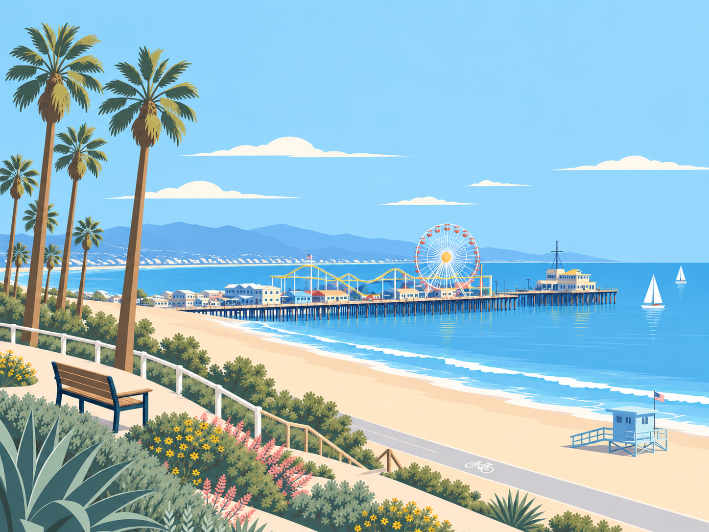 Santa Monica beach and pier